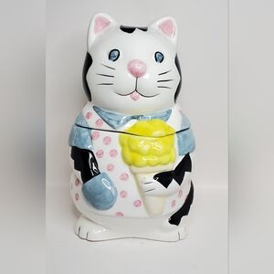 Vintage Asia Master: Kitty Cat Cookie Jar with Ice Cream - 11"